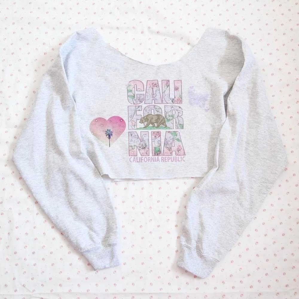 california republic off shoulder cropped sweatshirt